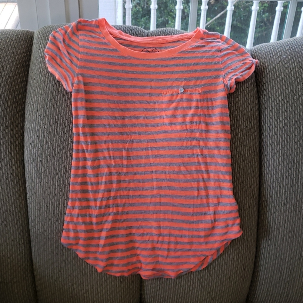 Orange and Gray Striped Tee by SO
